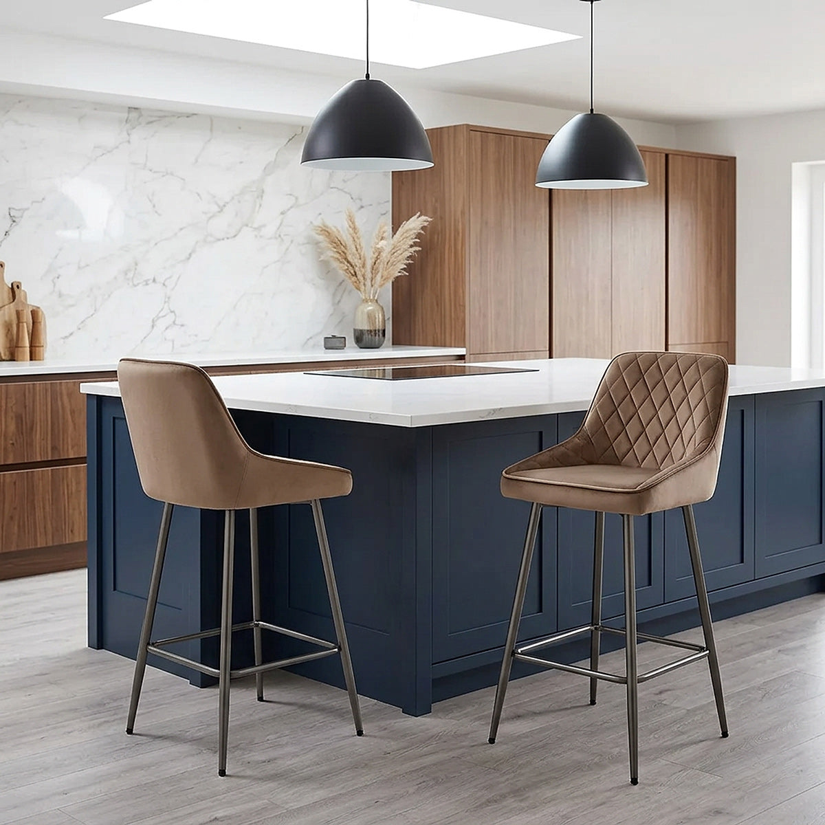 Tabouret de Bar Velours - Brisbane Marron 