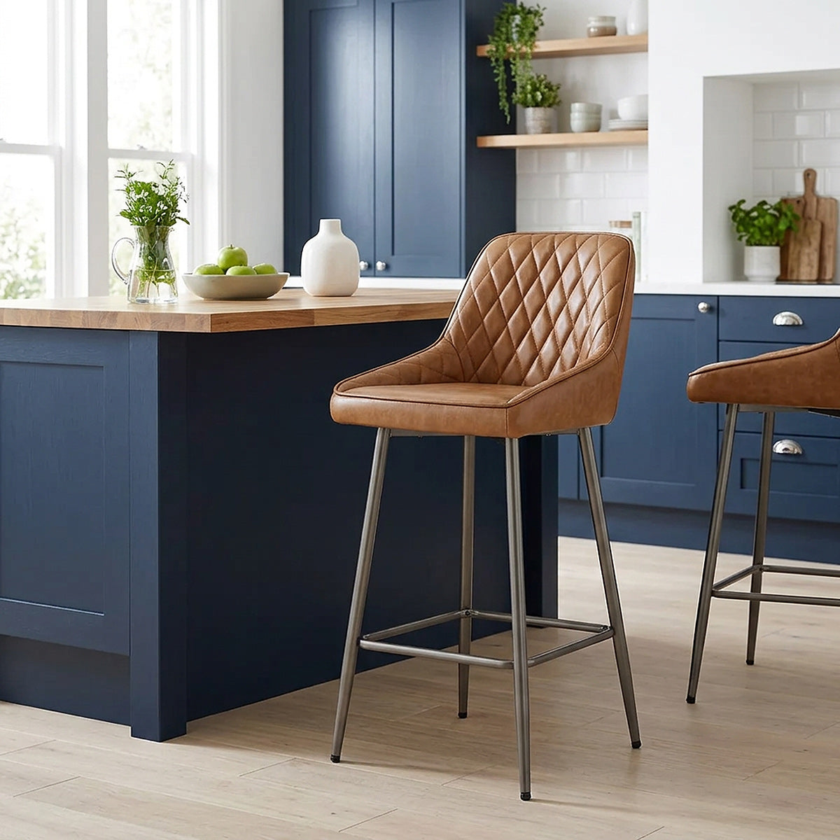 Tabouret de Bar Cuir Véritable - Brisbane Marron 