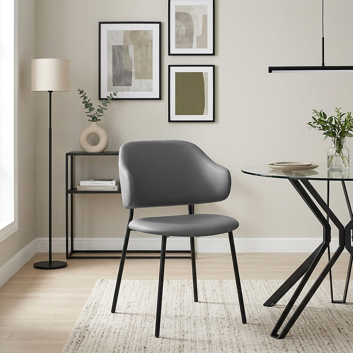 Chaise Faux Cuir - Brodie Gris 
