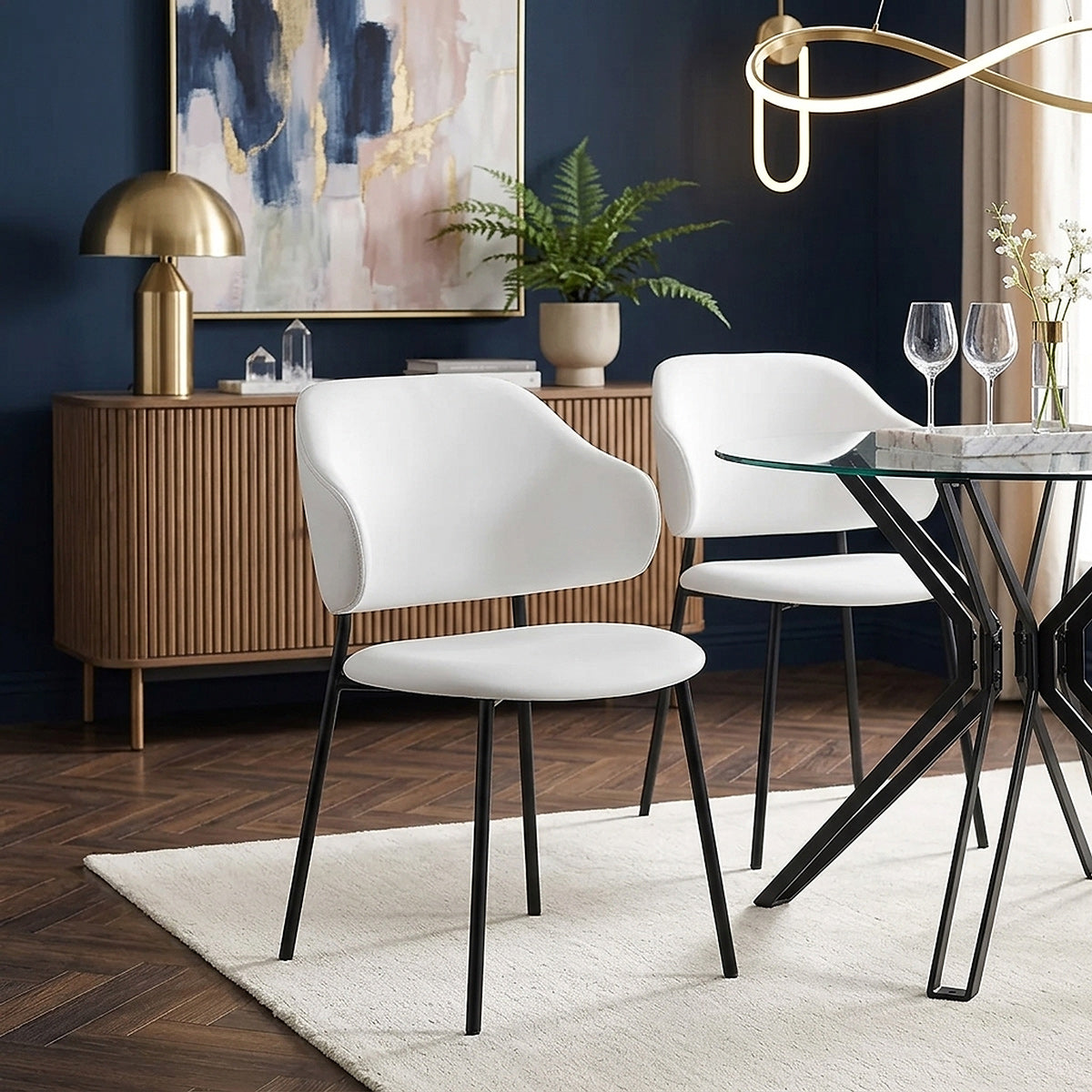 Chaise Faux Cuir - Brodie Blanc 