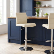 Chaise de Bar Faux Cuir Chrome Brossé - Breakfast Crème 