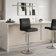 Chaise de Bar Faux Cuir Chrome Brossé - Breakfast Noir 