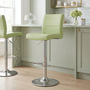 Chaise de Bar Faux Cuir Chrome Brossé - Breakfast Vert 