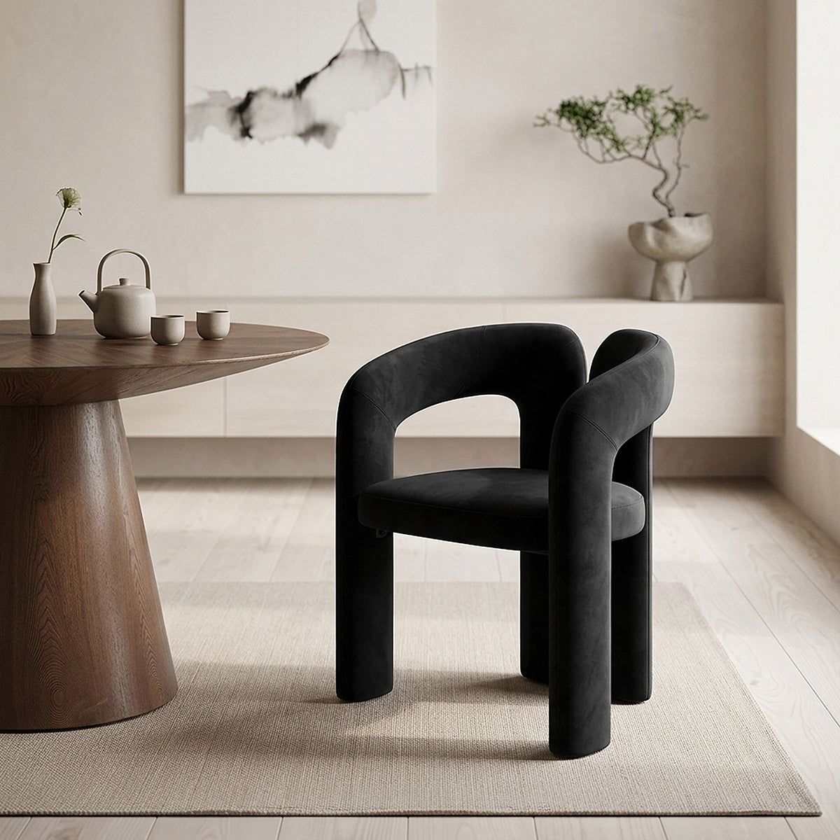 Chaise Velours - Bubble Noir