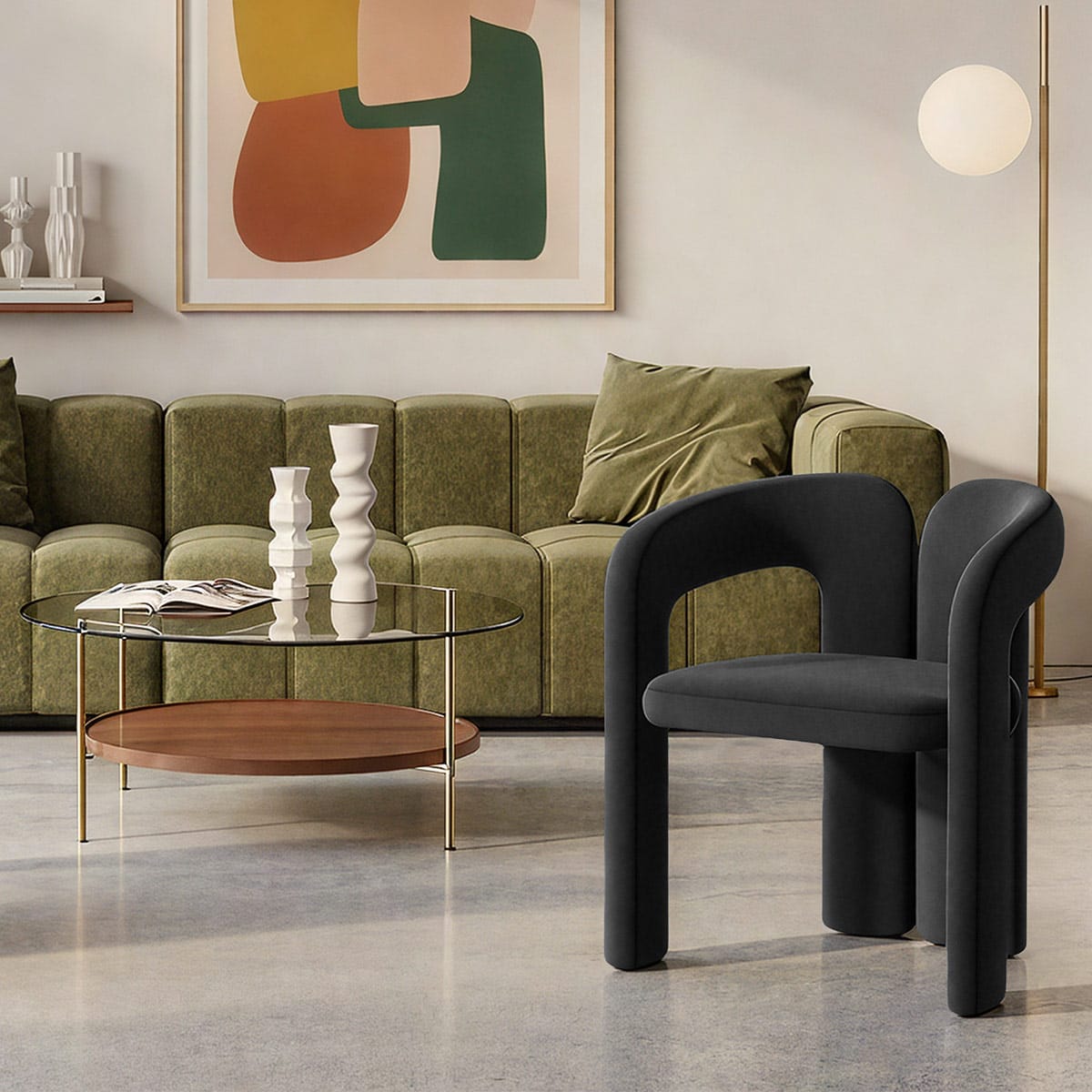 Chaise Velours - Bubble Noir