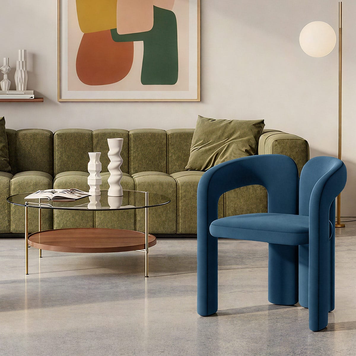 Chaise Velours - Bubble Bleu