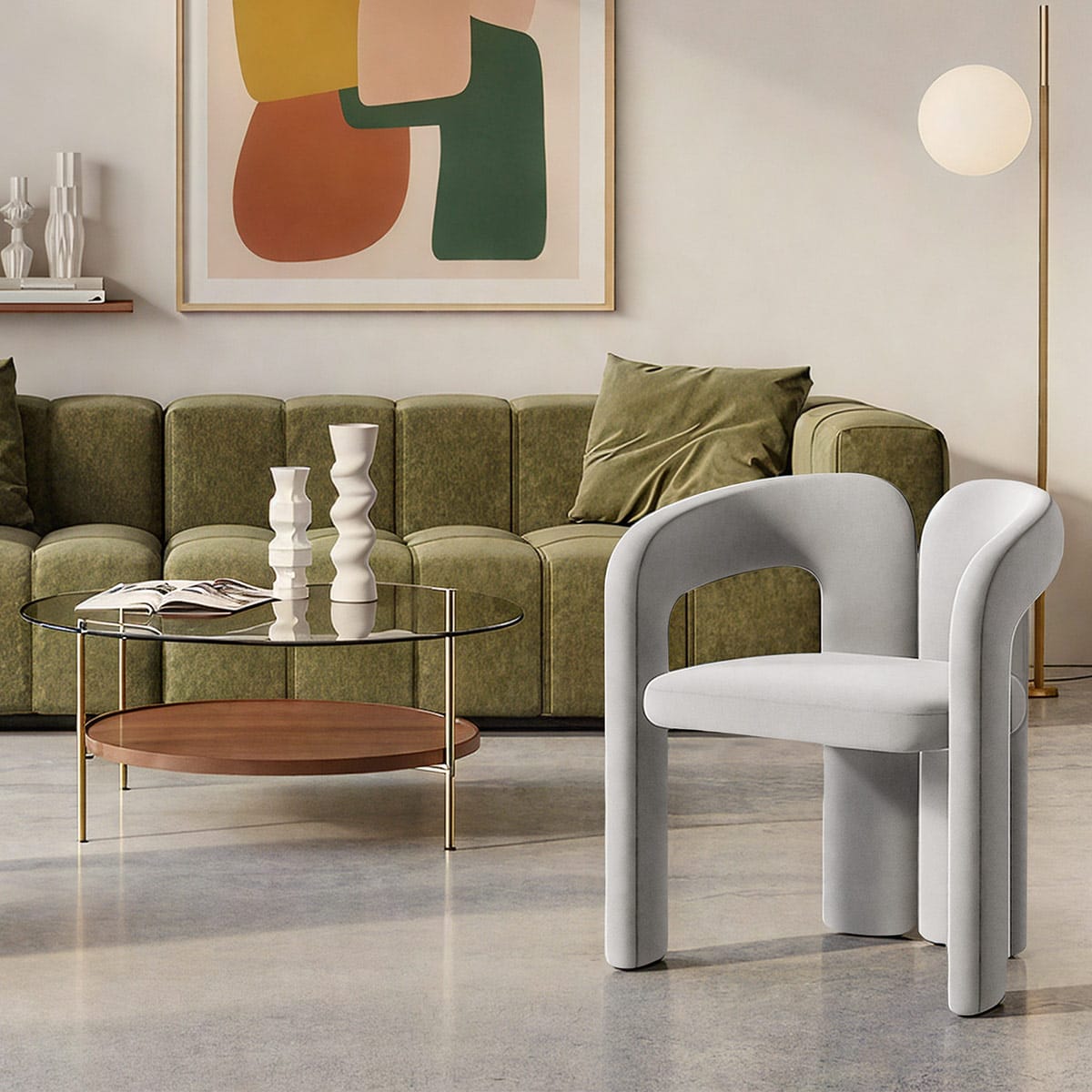 Chaise Velours - Bubble Gris