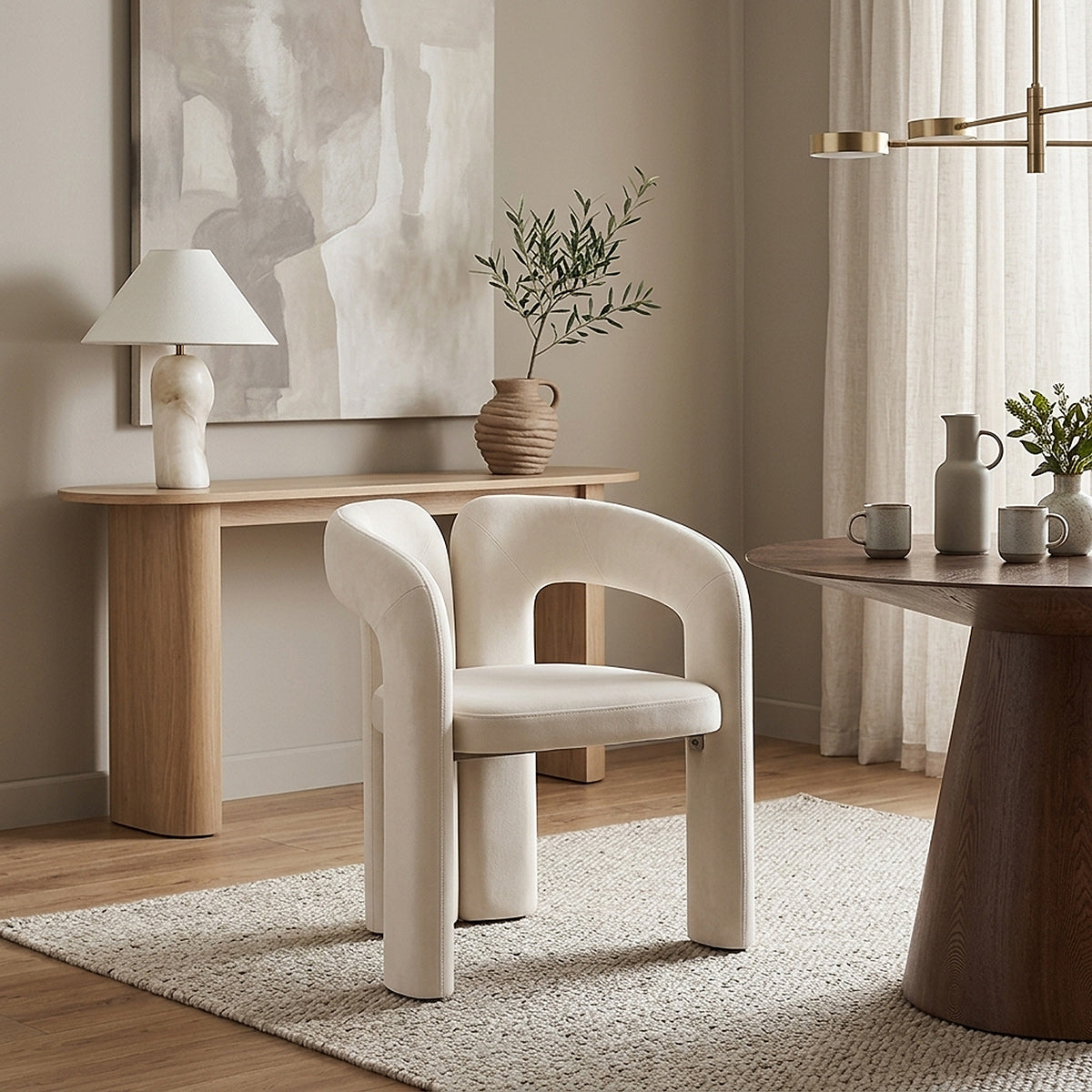 Chaise Velours - Bubble Ivoire