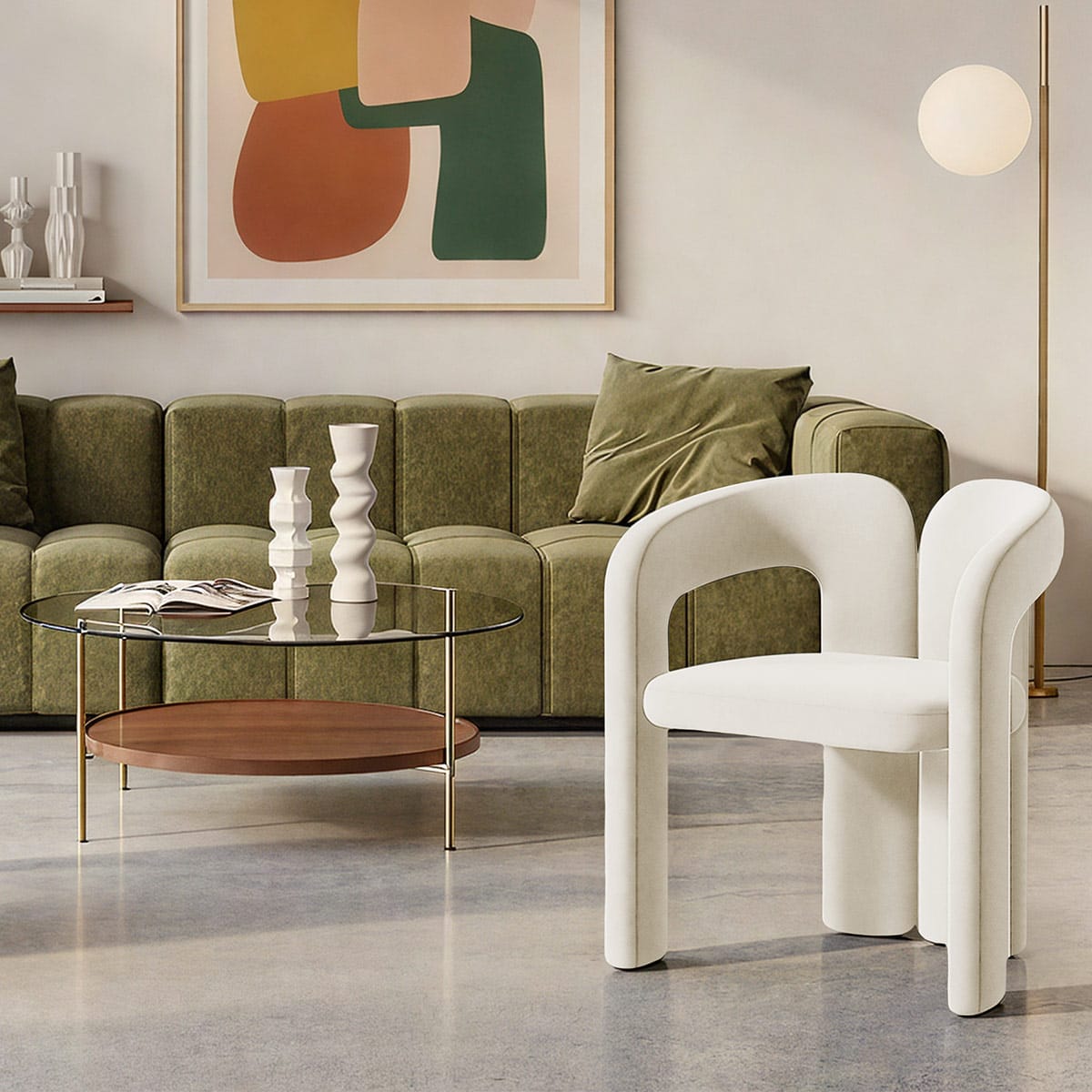 Chaise Velours - Bubble Ivoire