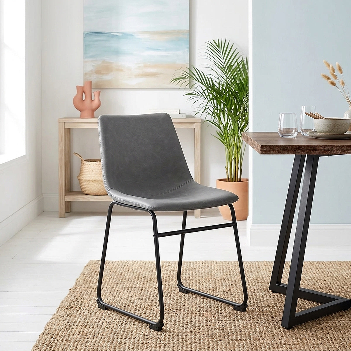 Chaise Simili Cuir - Bucket Gris 
