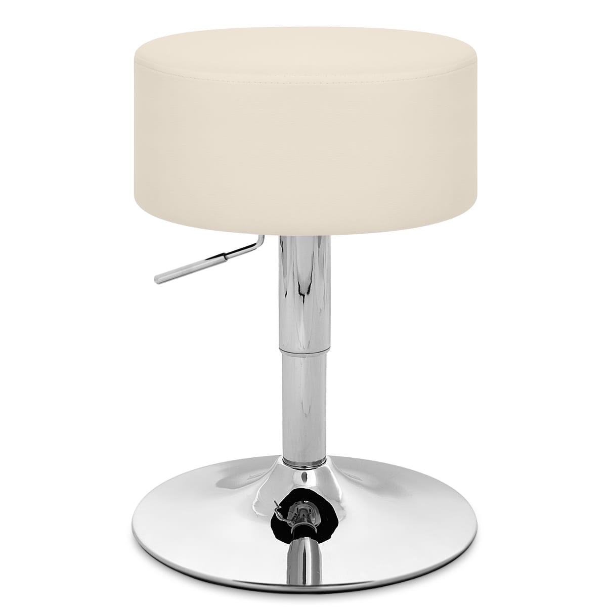 Tabouret Bas Faux Cuir Chrome - Bullet Crème 
