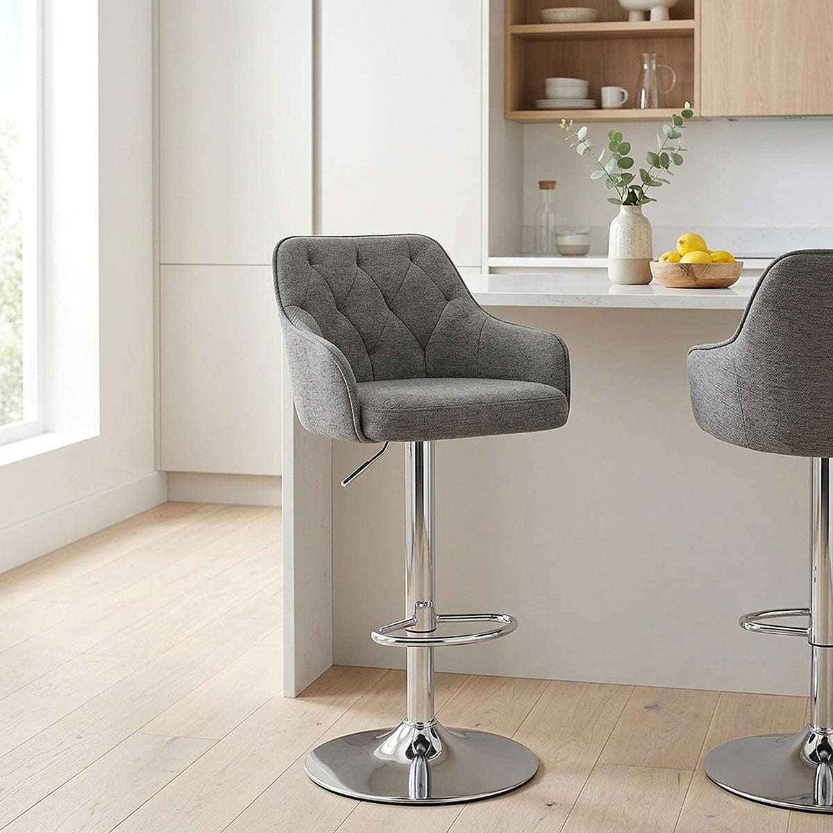Tabouret de Bar Tissu - Butler Gris 