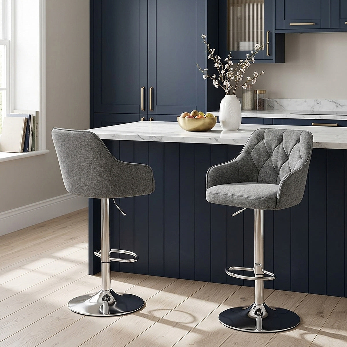 Tabouret de Bar Tissu - Butler Gris 