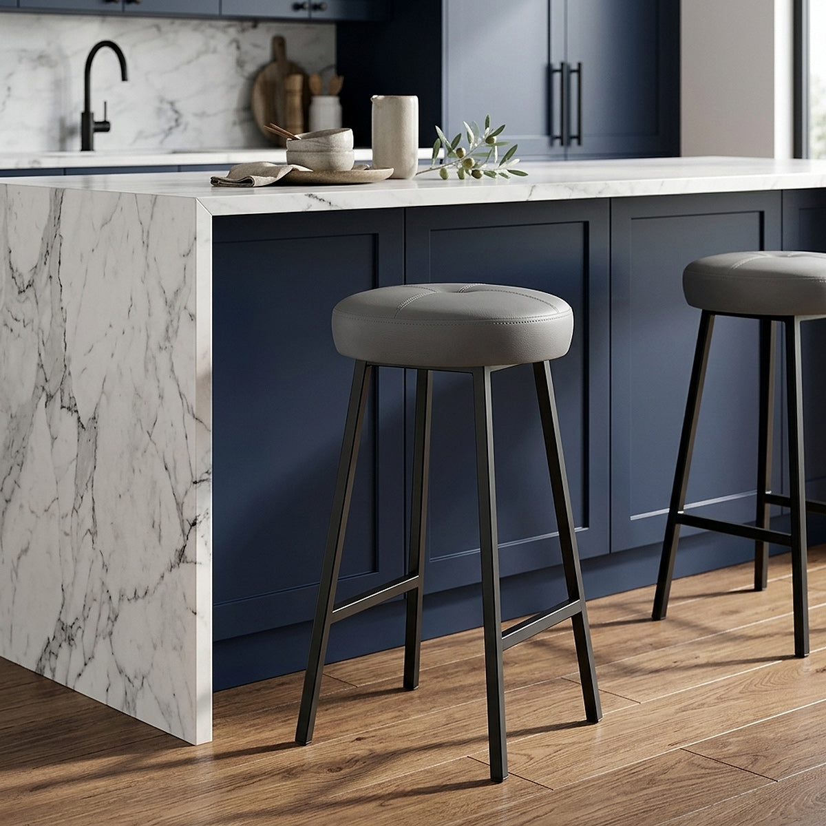 Tabouret de Bar Faux Cuir - Buzz Gris 