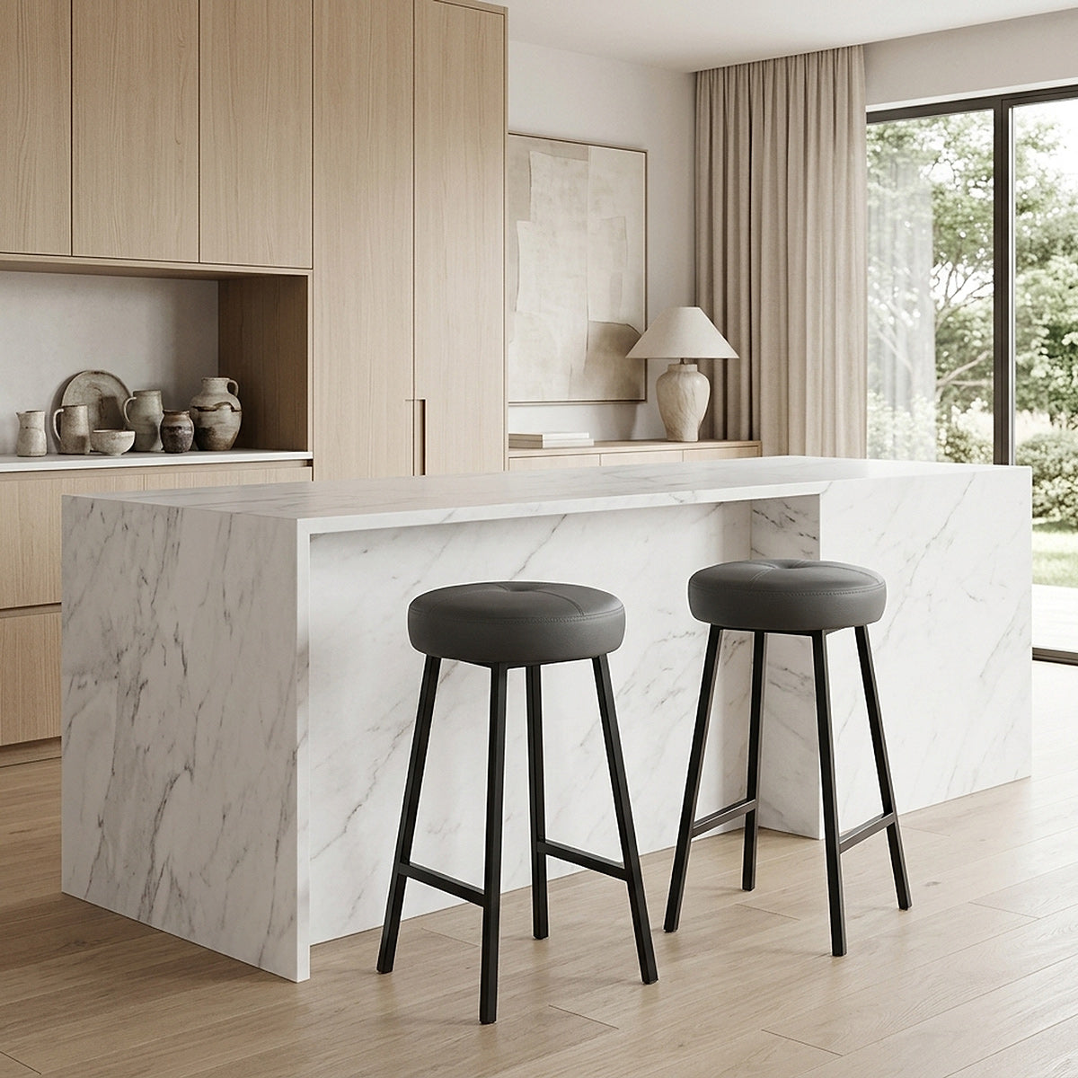 Tabouret de Bar Faux Cuir - Buzz Gris 