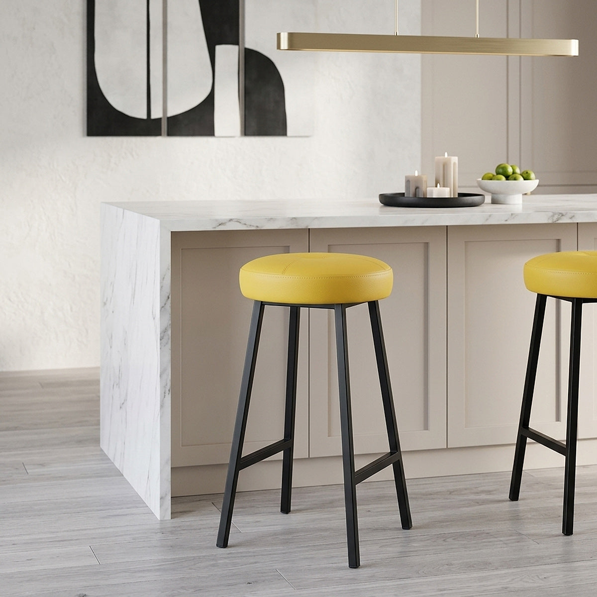 Tabouret de Bar Faux Cuir - Buzz Jaune 