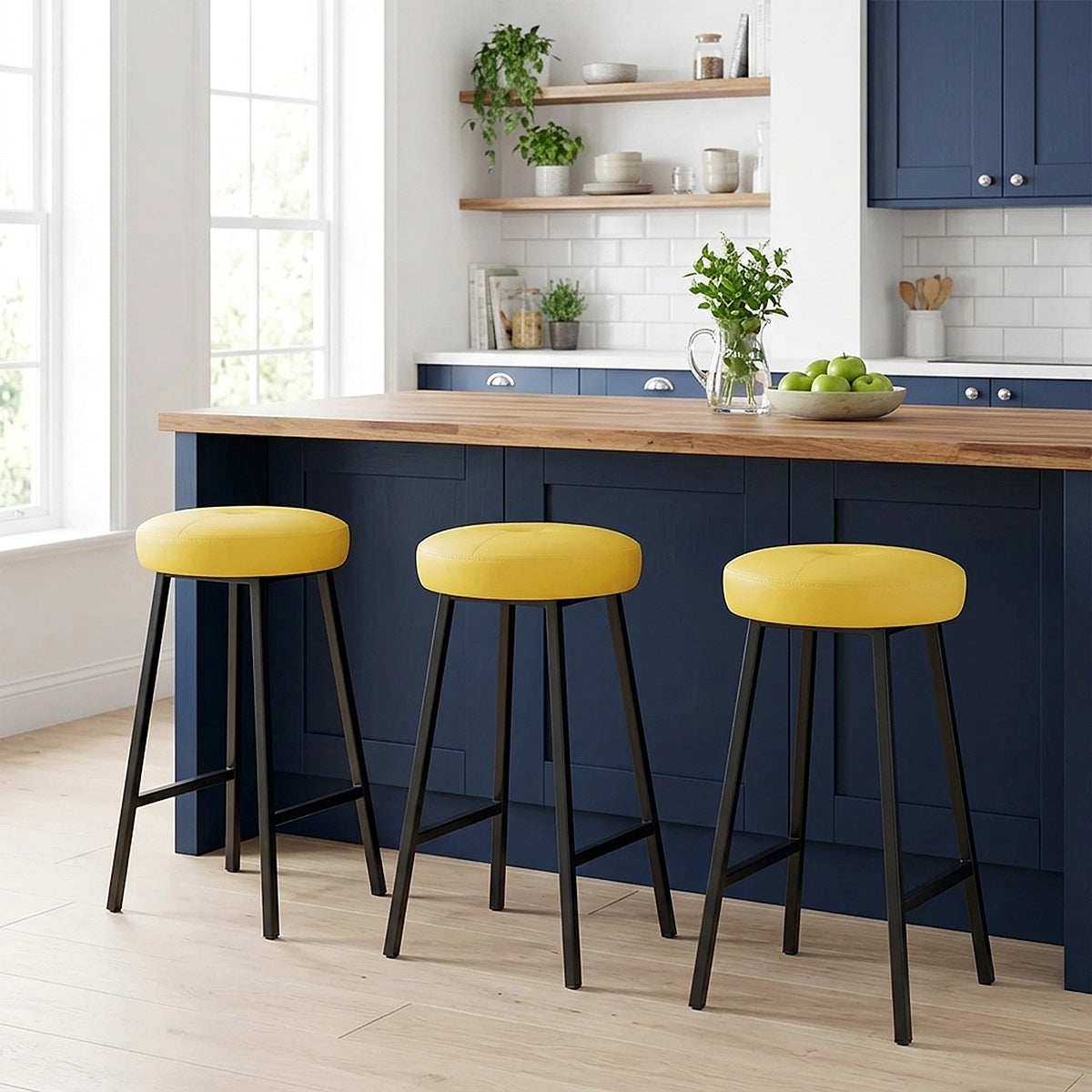 Tabouret de Bar Faux Cuir - Buzz Jaune 