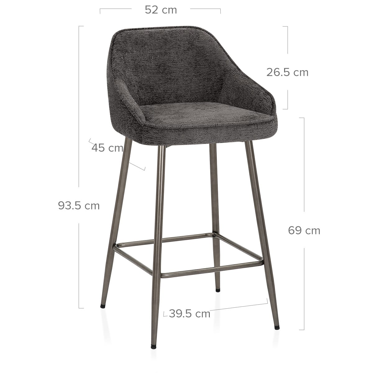 Cairns Bar Stool Charcoal Fabric