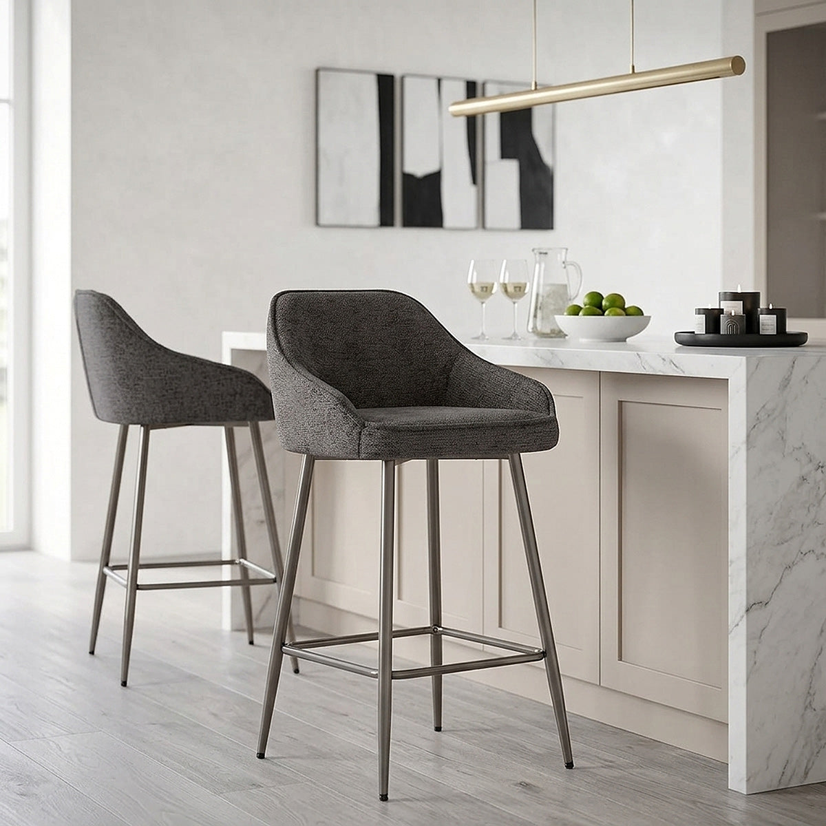 Tabouret Tissu - Cairns Gris Foncé 