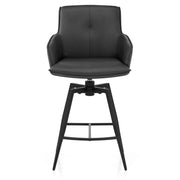 Camden Bar Stool Black Real Leather