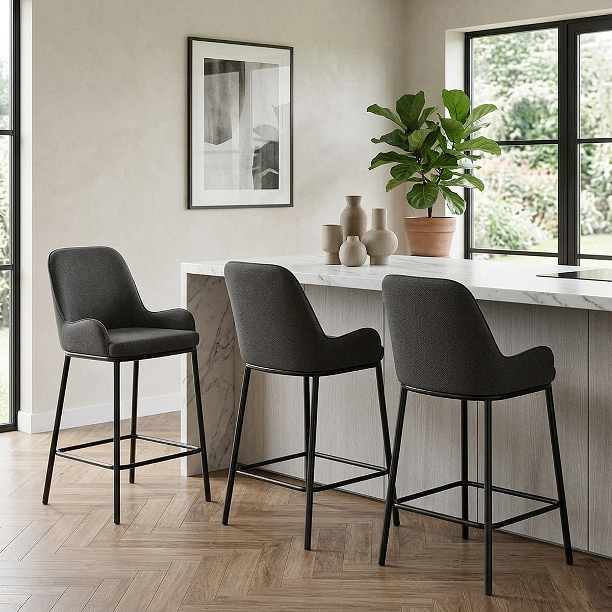 Tabouret de bar tissu - Cameo Gris Foncé 
