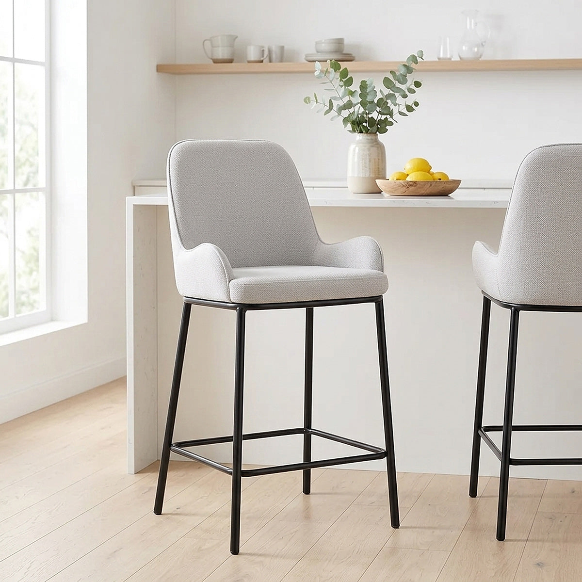 Tabouret de bar tissu - Cameo Gris 