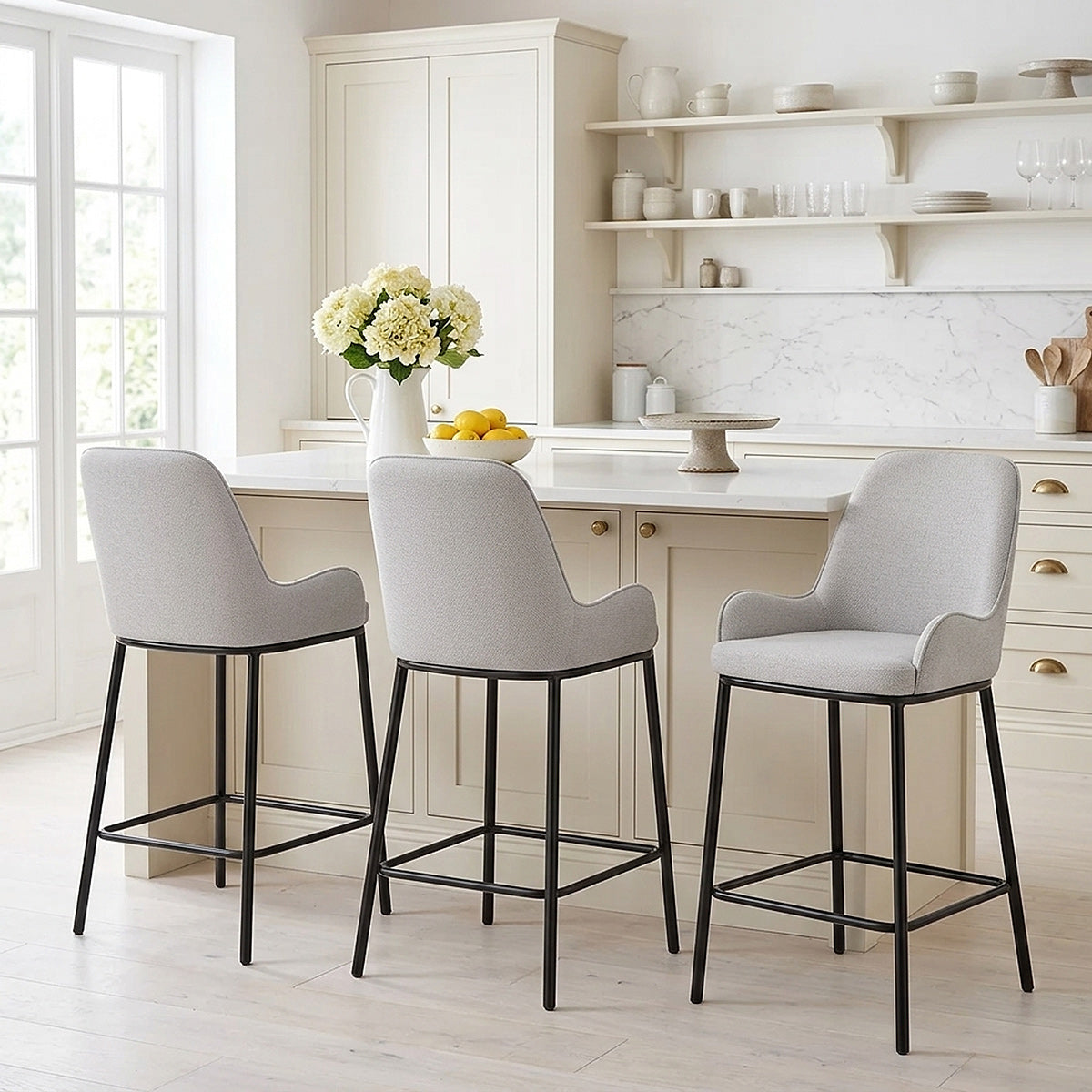 Tabouret de bar tissu - Cameo Gris 