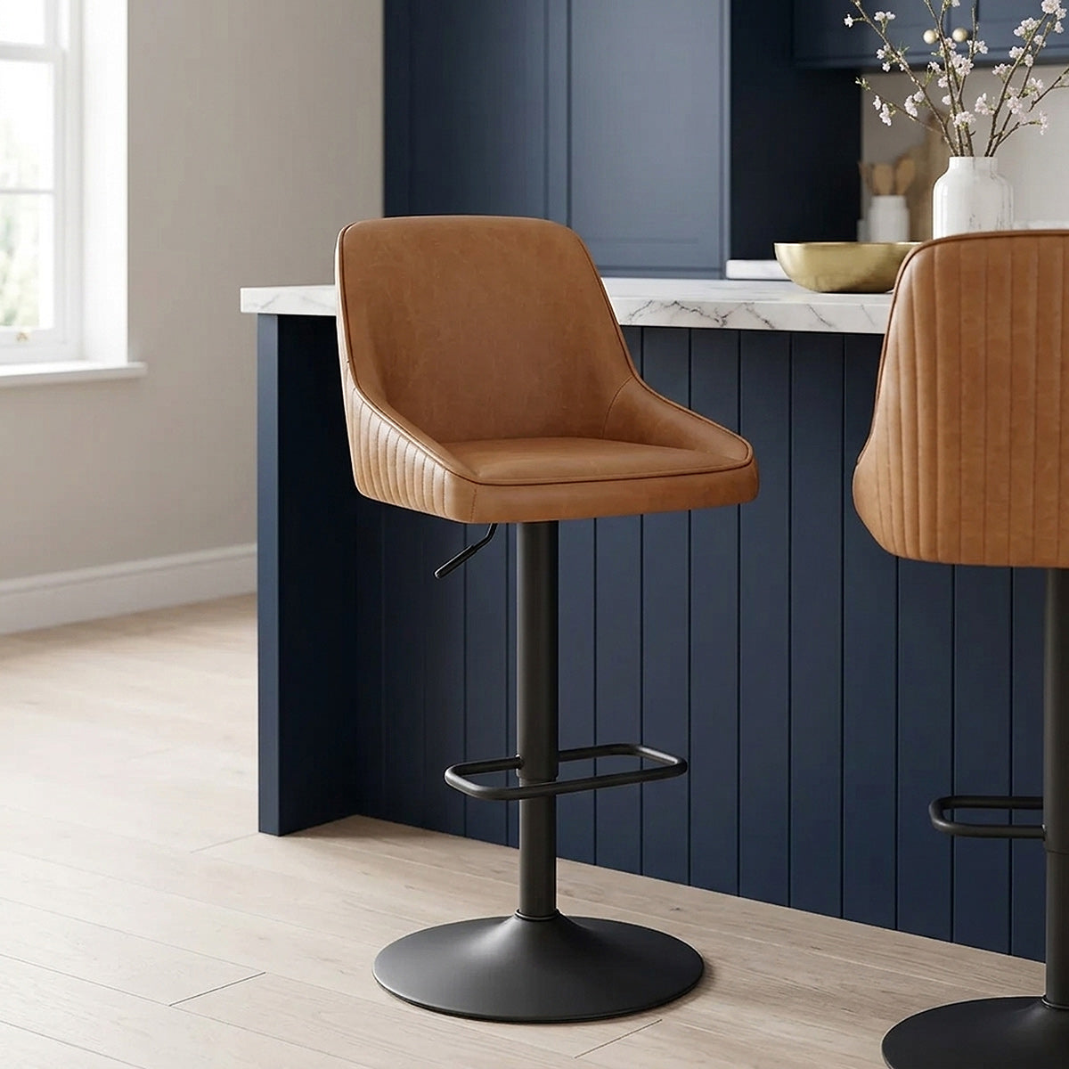 Tabouret Cuir Véritable - Canberra Marron 