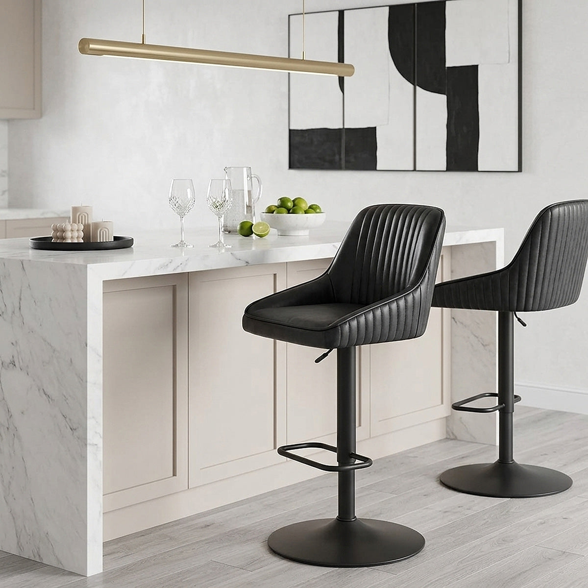Tabouret Cuir Véritable - Canberra Noir 