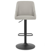 Canberra Real Leather Stool Light Grey