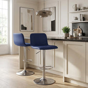 Chaise de Bar Faux Cuir Chrome Brossé - Cape Bleu 