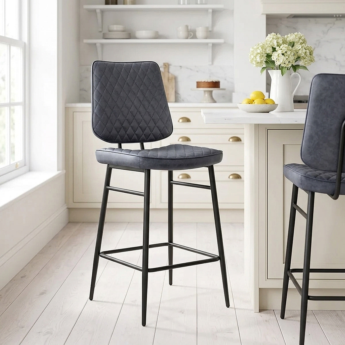 Tabouret Faux Cuir - Caprice Bleu 
