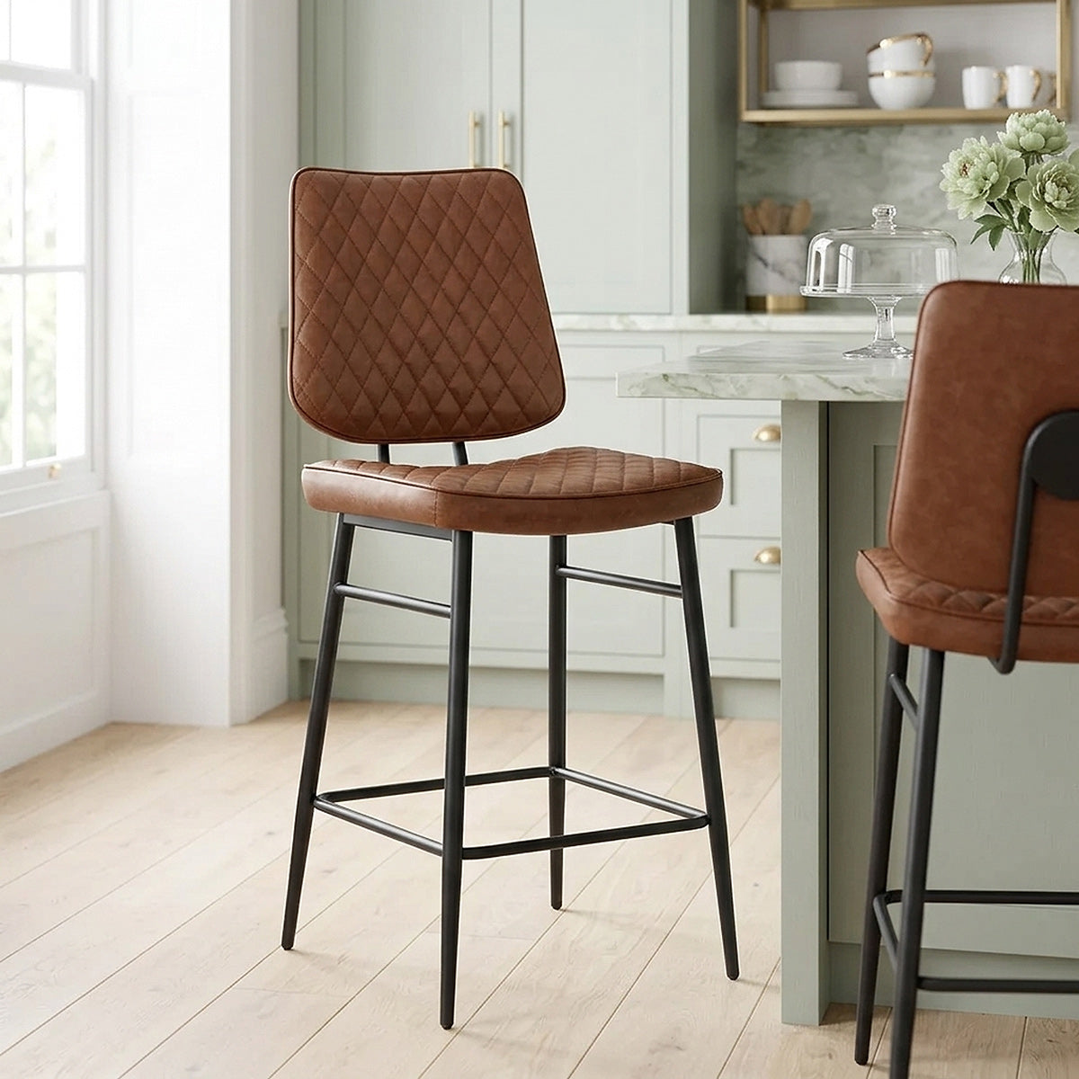 Tabouret Faux Cuir - Caprice Marron 