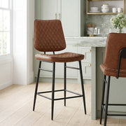 Tabouret Faux Cuir - Caprice Marron 