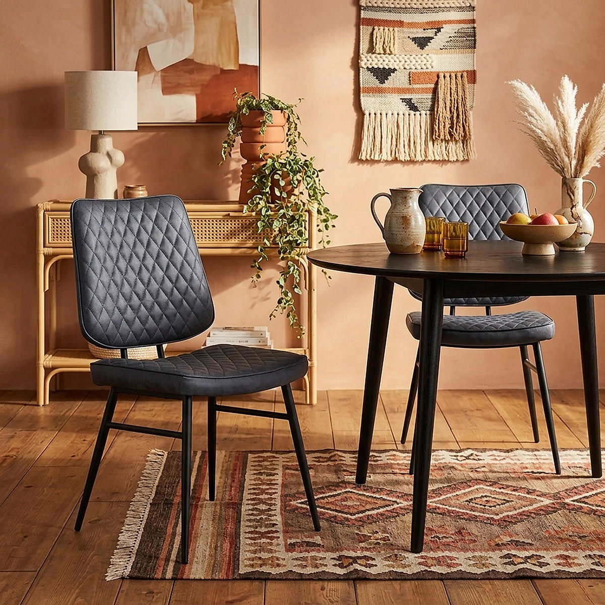 Chaise Faux Cuir - Caprice Bleu 