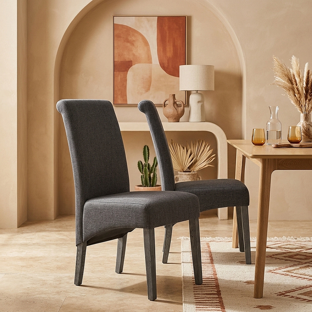 Chaise Bois Tissu - Carlo Gris Foncé