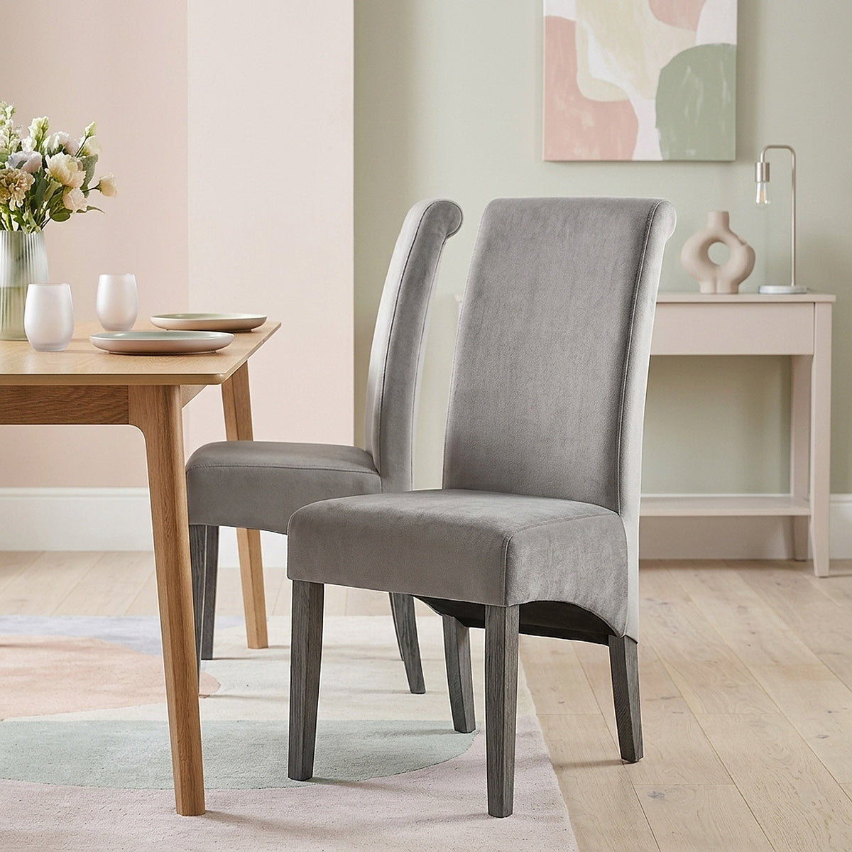 Chaise Bois Velours - Carlo Gris 