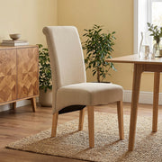 Chaise Chêne Tissu - Carlo Crème 