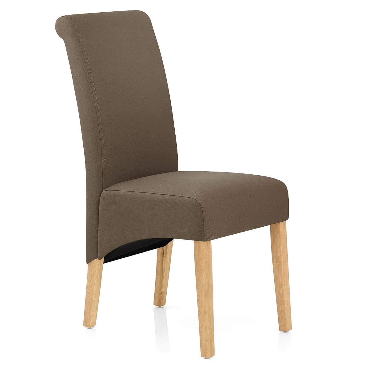 Carlo Oak Chair Brown Fabric