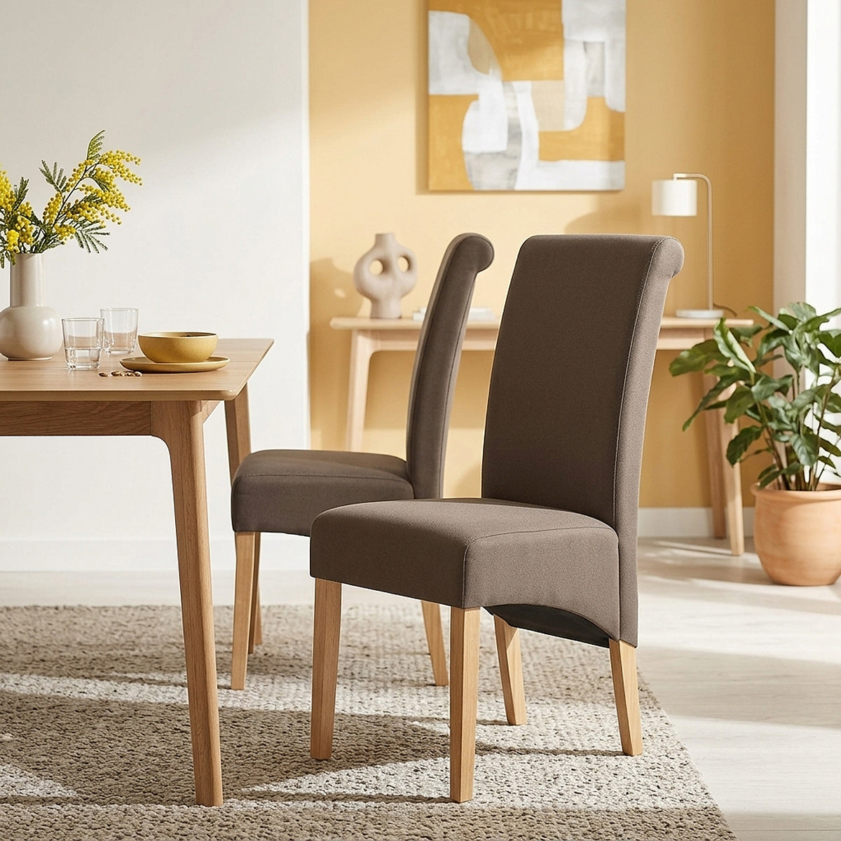 Chaise Chêne Tissu - Carlo Marron 