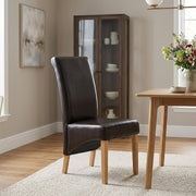 Chaise Bois Cuir Croûté - Carlo Chêne Marron 