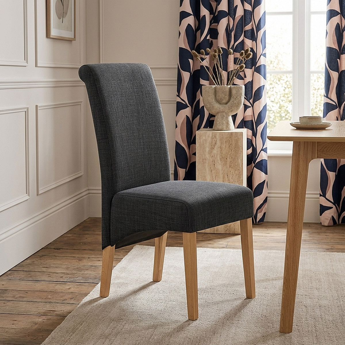 Chaise Chêne Tissu - Carlo Gris Foncé