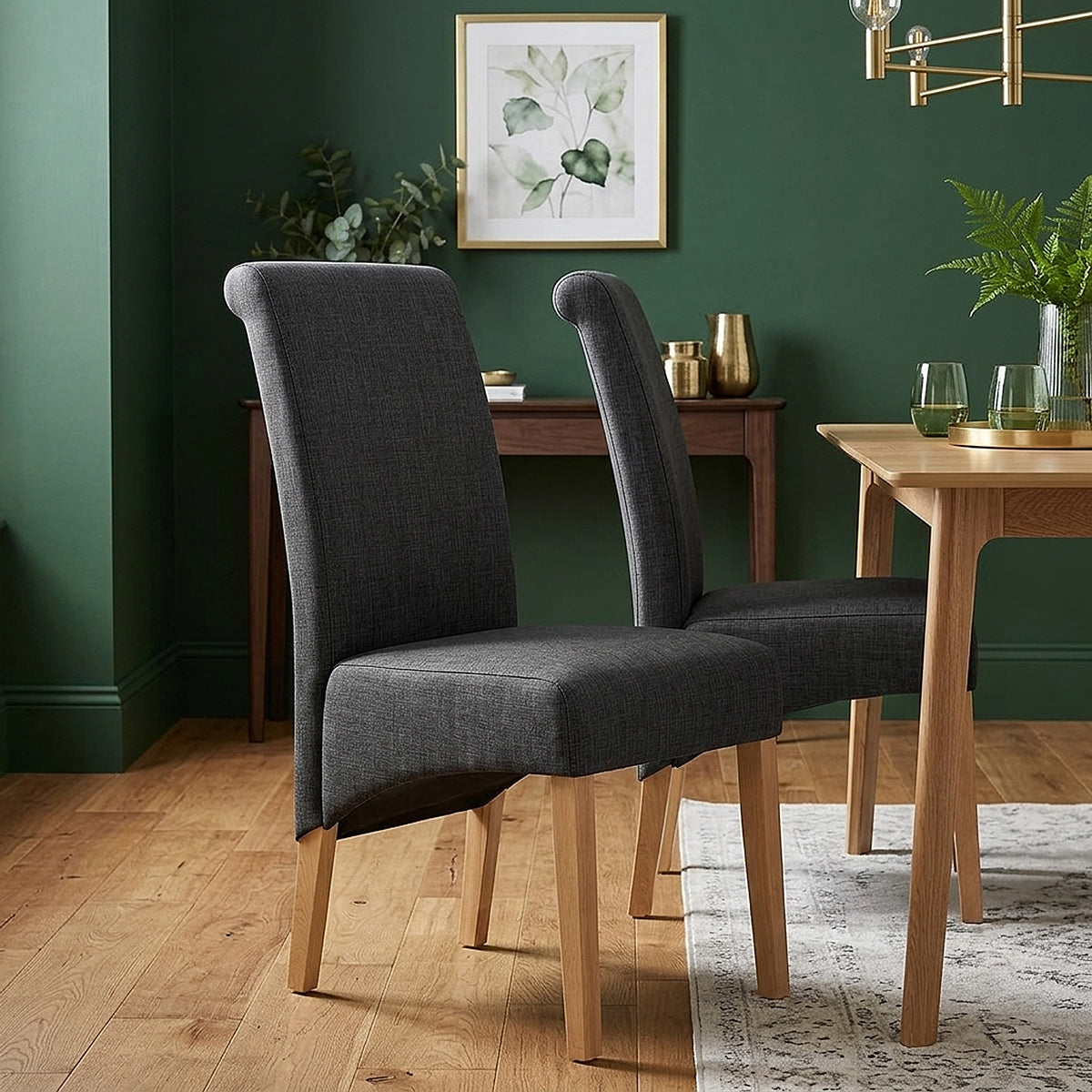Chaise Chêne Tissu - Carlo Gris Foncé
