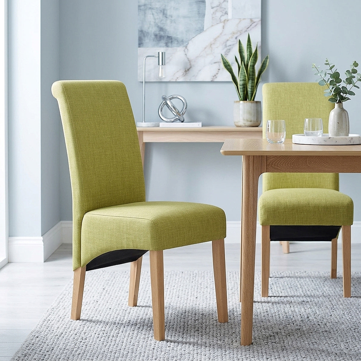 Chaise Chêne Tissu - Carlo Vert 