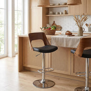 Chaise de Bar Bois Chrome - Carmen Noir 