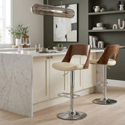 Chaise de Bar Bois Chrome - Carmen Crème 
