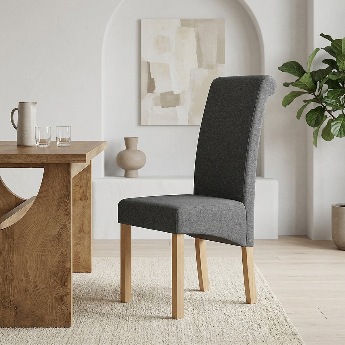 Chaise Bois Tissu - Carolina Gris Foncé 