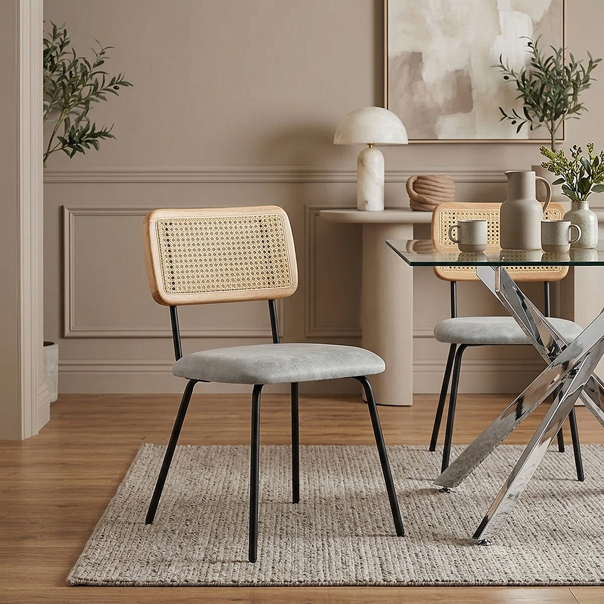 Chaise Faux Cuir - Cassis Gris 