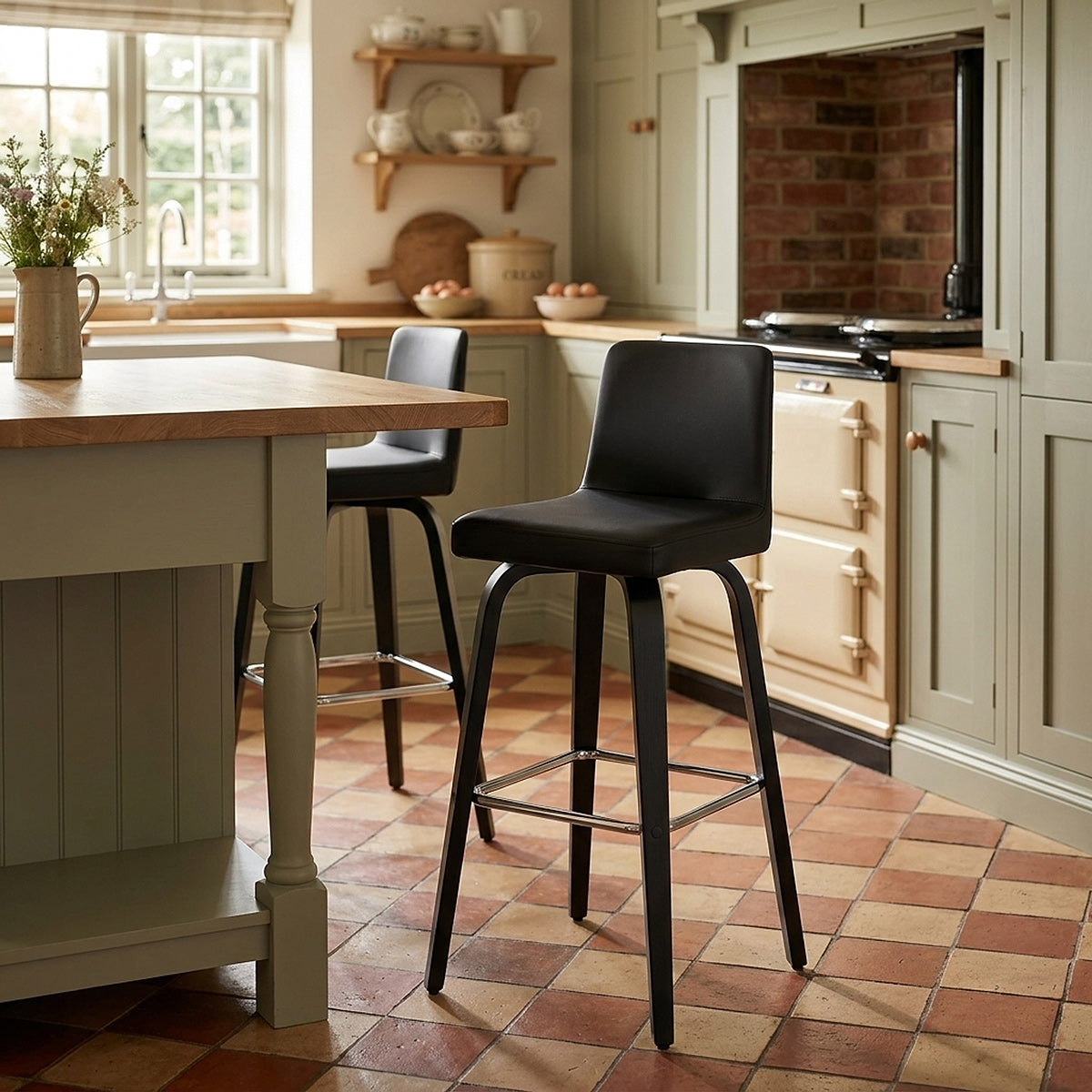 Tabouret Simili Cuir - Charlotte Noir 