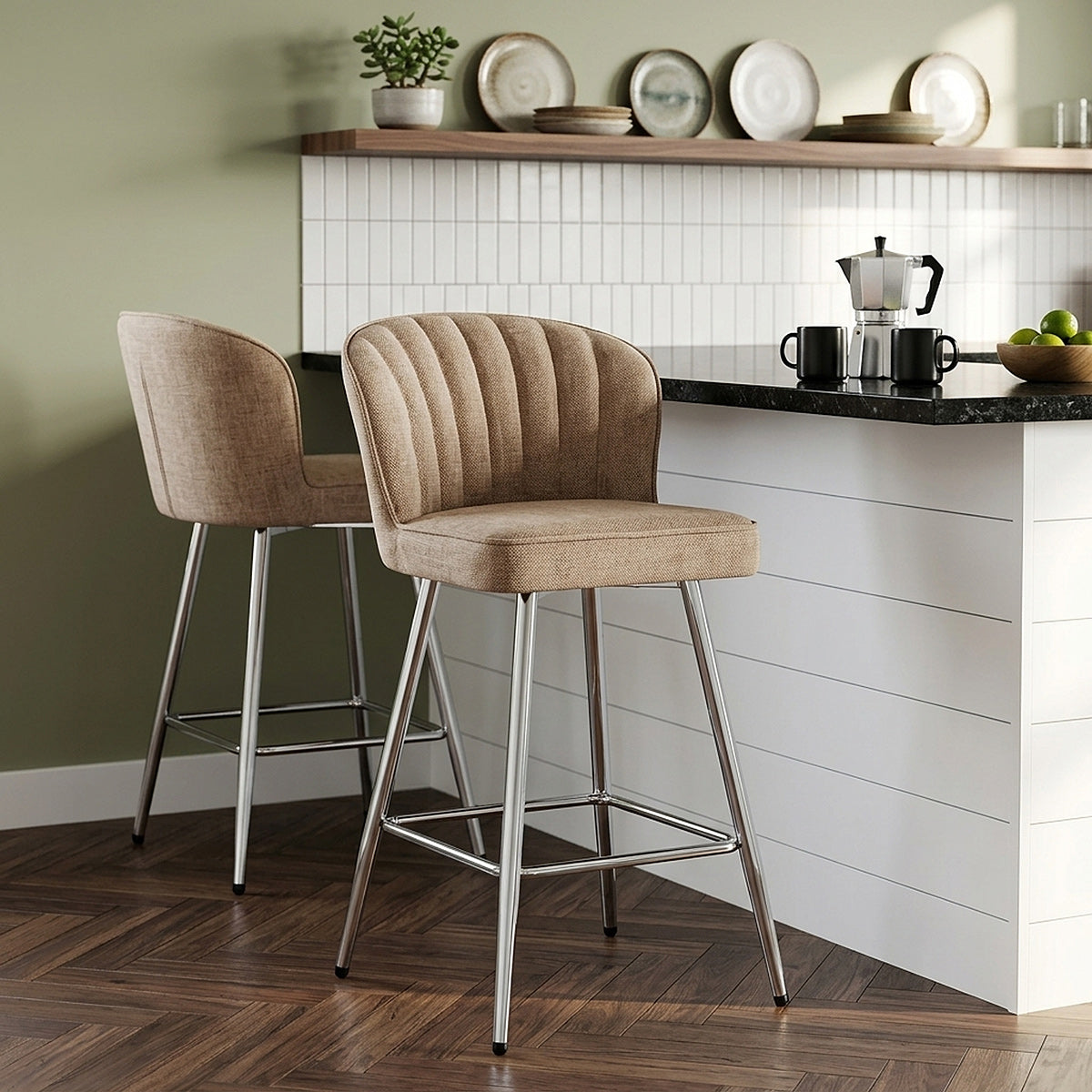Tabouret Tissu - Chase Crème 
